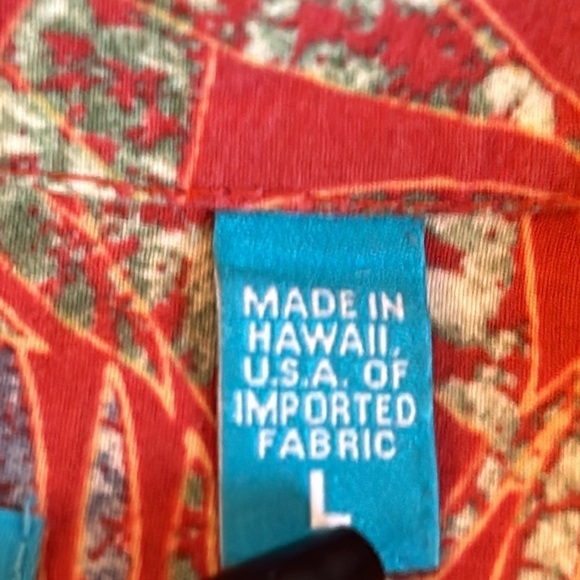 Tori Richard  Rust, Green and Cream Tropical Palms Button Down Shirt Men’s Large - Picture 9 of 9